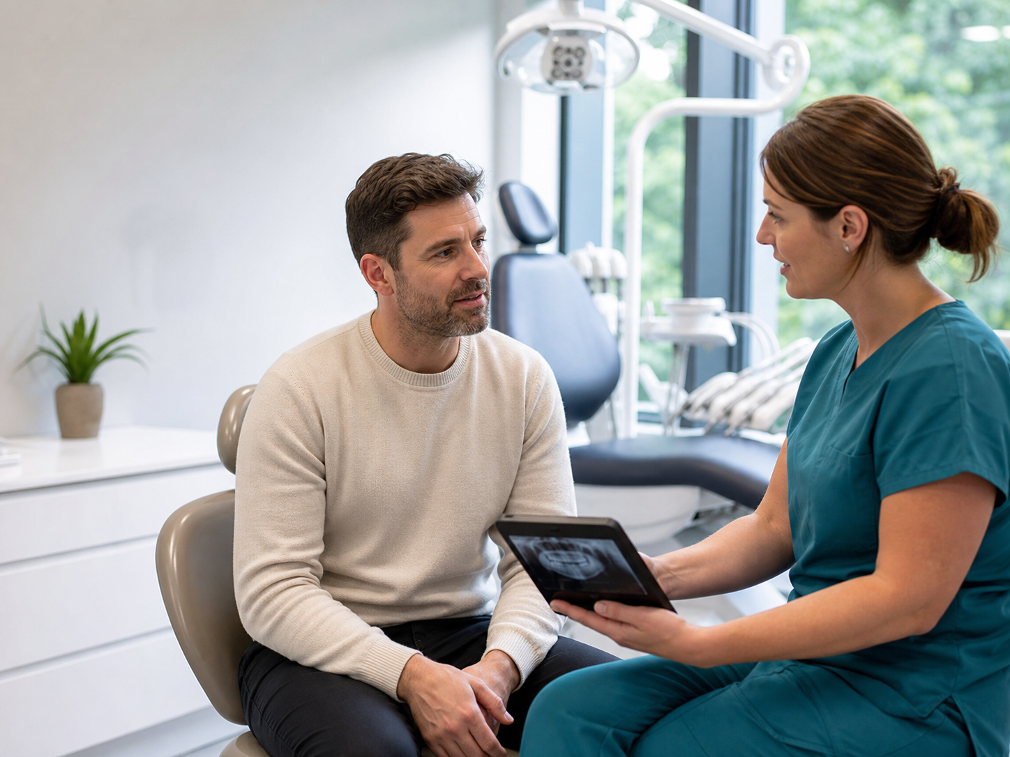 An illustrative discussion between a dental professional and a patient